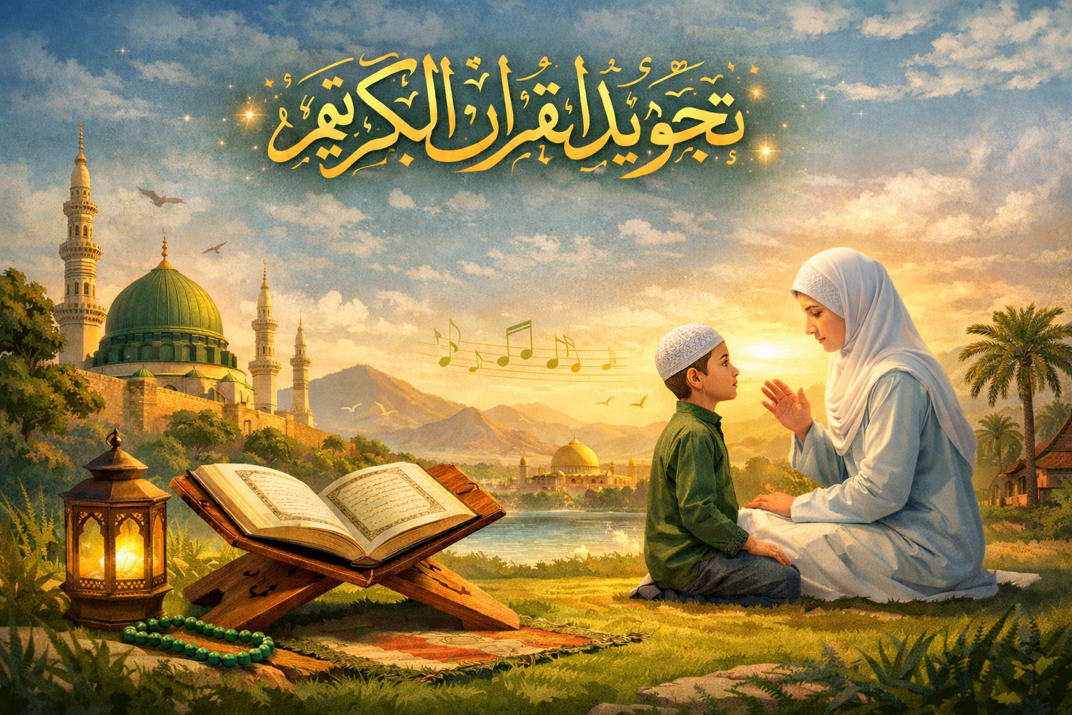 Open Quran book for learning Tajwid